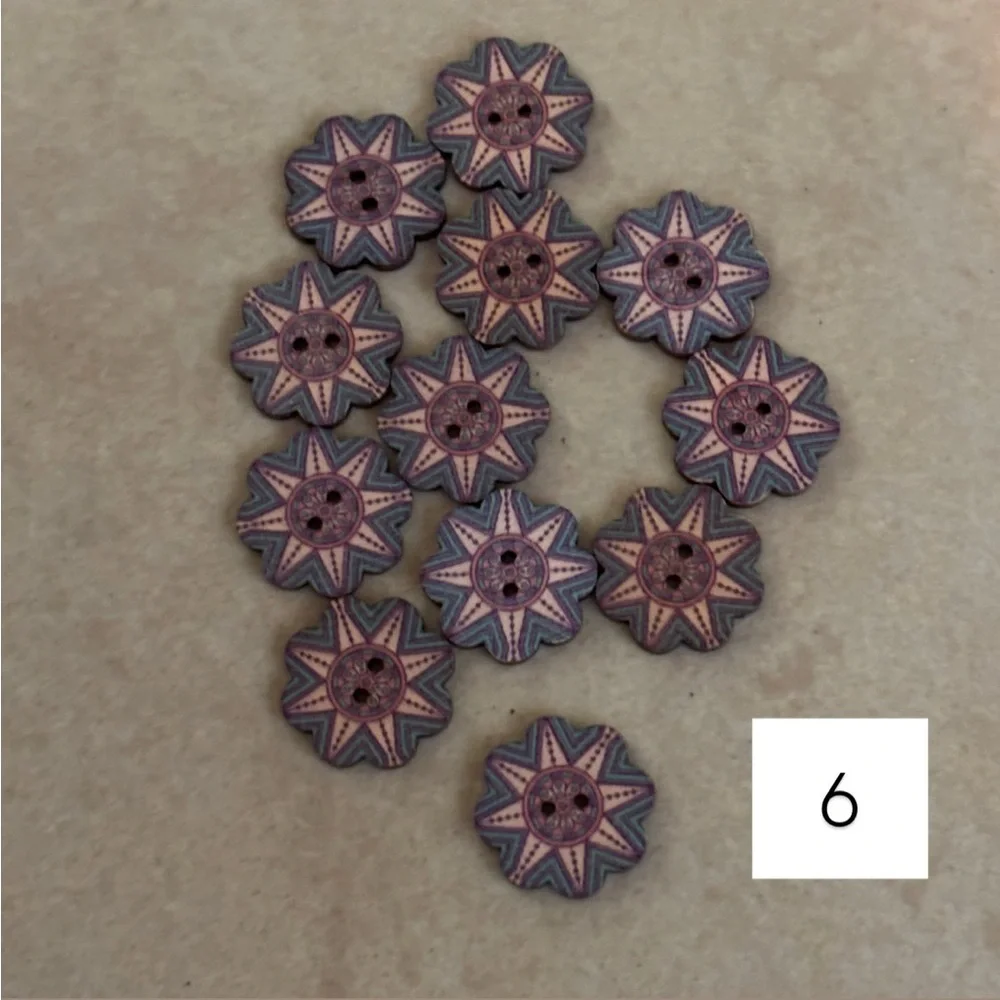 Mixed Floral Wood Buttons!